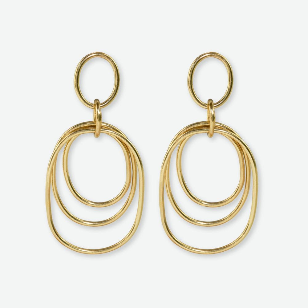 Aubrey Round Geometric Door Knocker Earrings Brass DROP