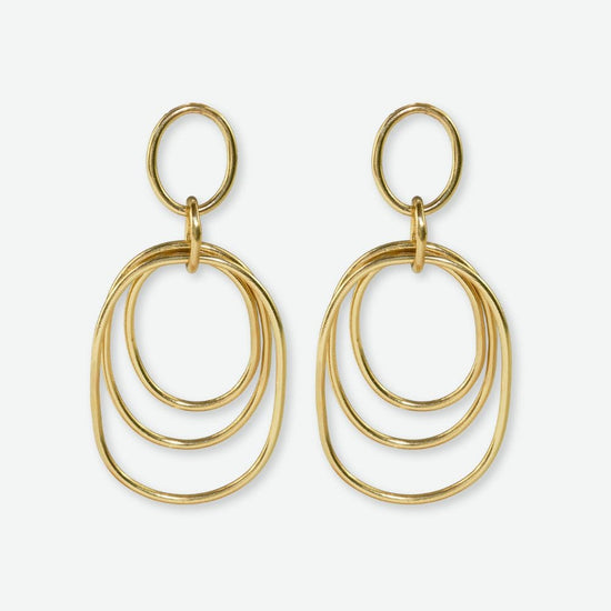 Aubrey Round Geometric Door Knocker Earrings Brass DROP