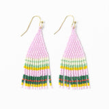 Audrey Small Seed Bead Horizontal Stripe Lilac & Green Fringe