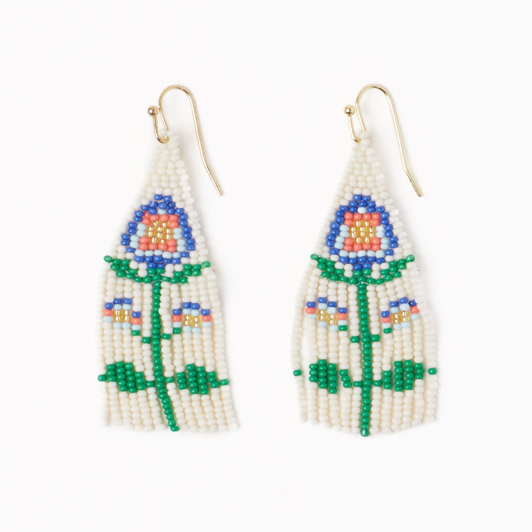 Audrey Small Seed Bead Single Poppy Flower Lapis Fringe