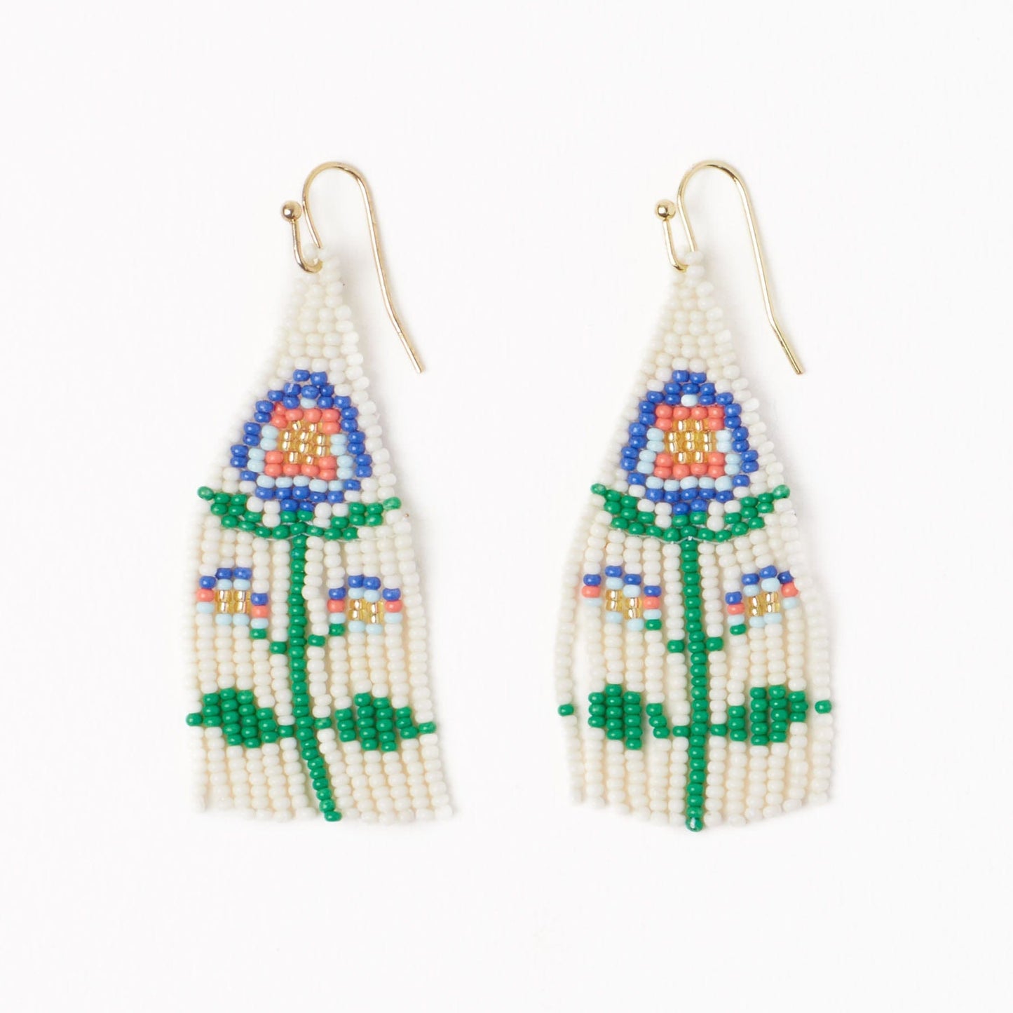 Audrey Small Seed Bead Single Poppy Flower Lapis Fringe