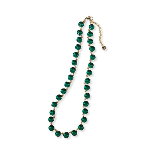 Aurora Medium Round Stone Prism Necklace Emerald SHORT
