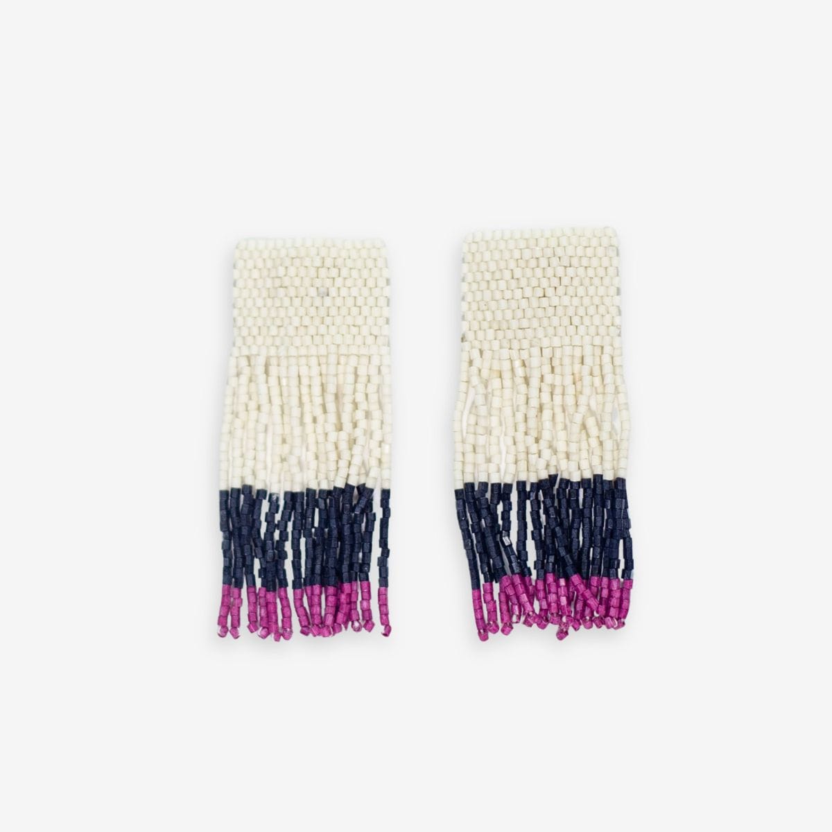 Ava Color Block Beaded Fringe Earrings Magenta Earrings