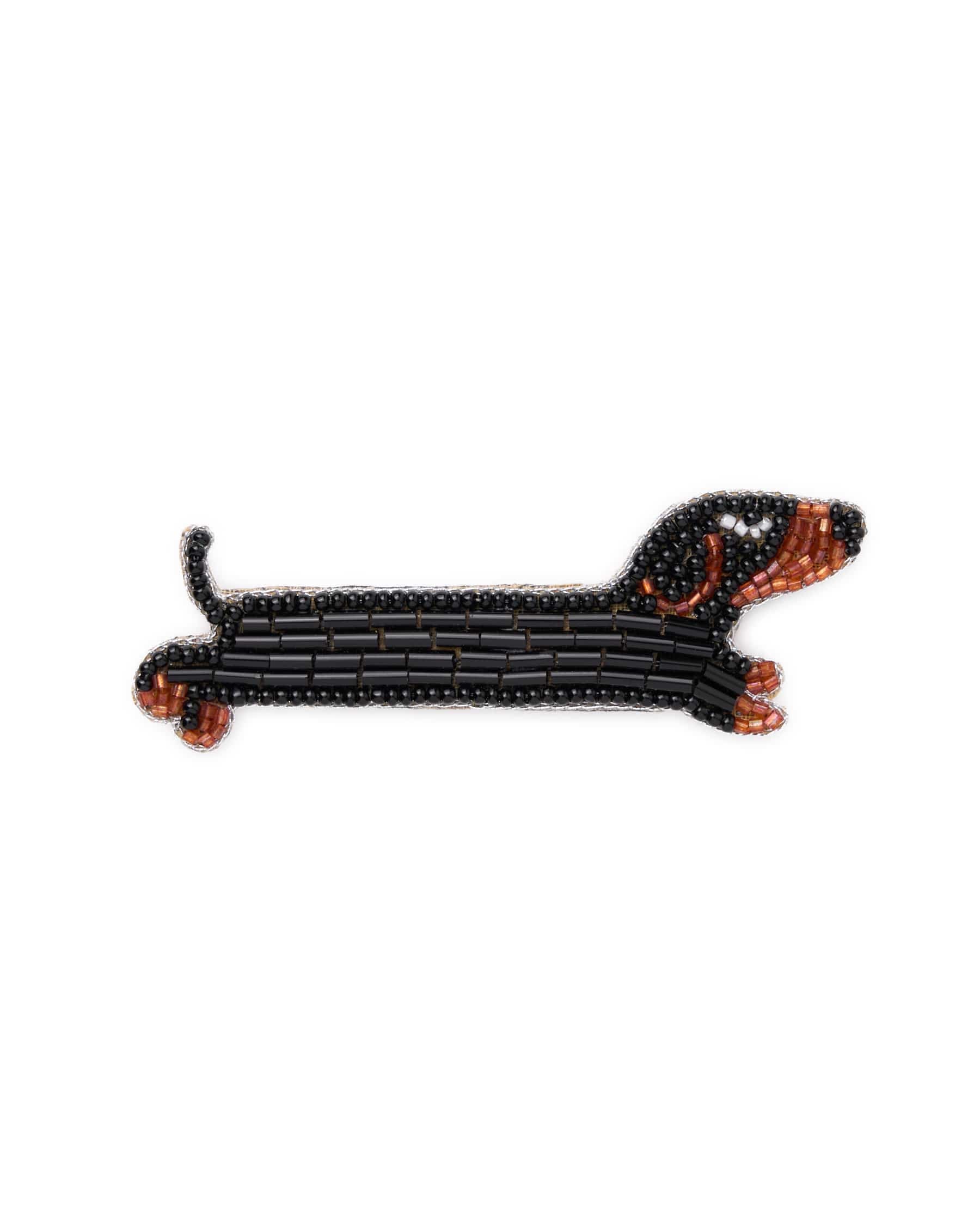 Avery Dachshund Beaded Brooch Black Brooch