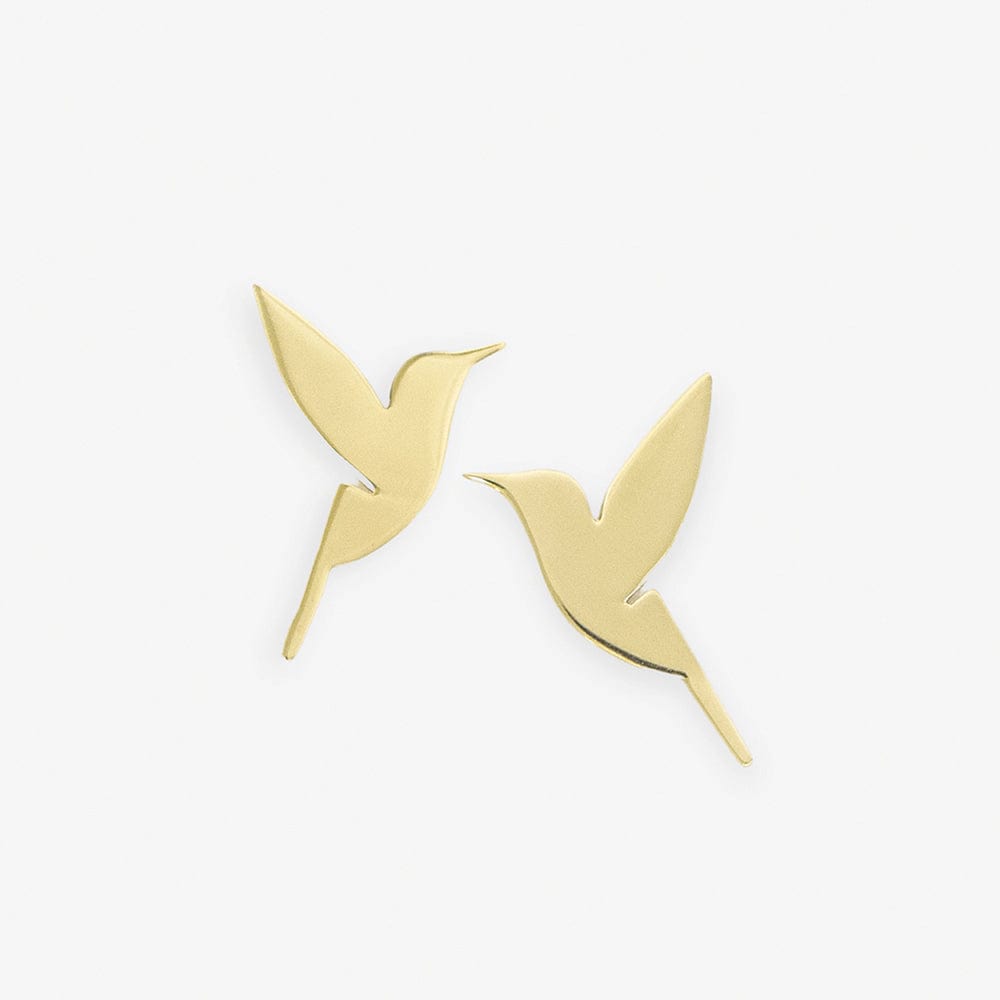 Avery Flying Birds Large Post Earrings Brass Earrings