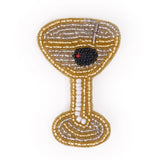 Avery Martini Beaded Brooch Gold + Silver Brooch