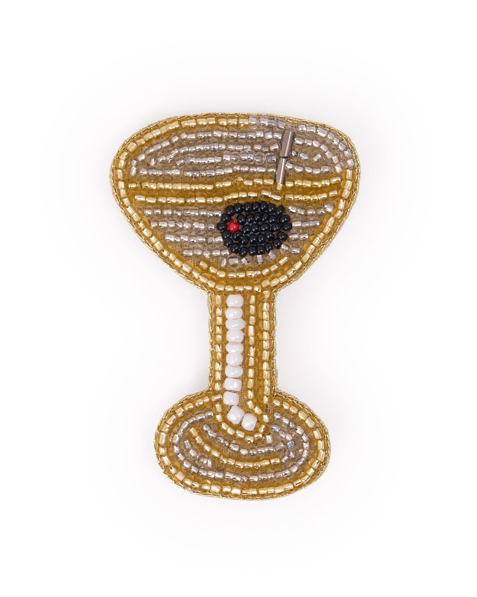 Avery Martini Beaded Brooch Gold + Silver Brooch