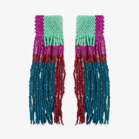 Belle Geo Shapes Beaded Fringe Earrings Mint Multicolor Earrings