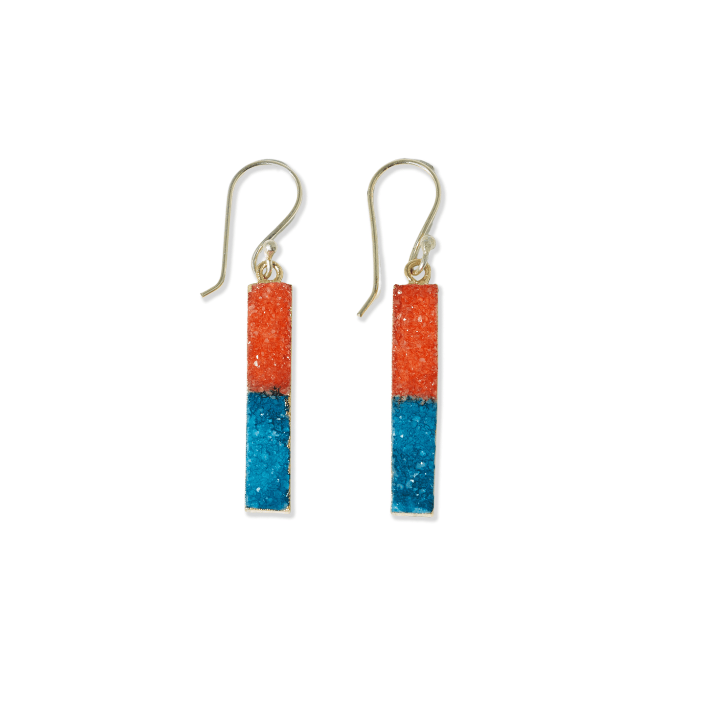 Bernadette Druzy Gradient Bar Drop Earrings Coral + Turquoise Stud