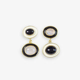 Betty Semi-Precious Mixed Stone And Enamel Drop Earrings Black/White Black/White DROP