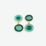 Betty Semi-Precious Mixed Stone And Enamel Drop Earrings Green/Light Blue Green/Light Blue DROP