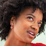 Betty Semi-Precious Mixed Stone And Enamel Drop Earrings Red/Blush Red/Blush Drop