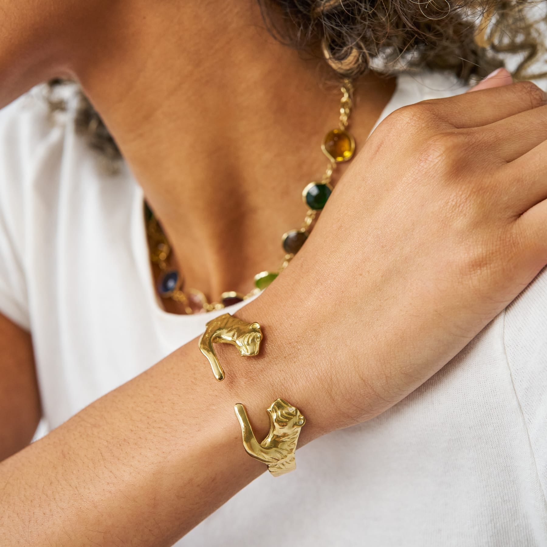 Bianca Tiger Cuff Bangle Brass Cuff