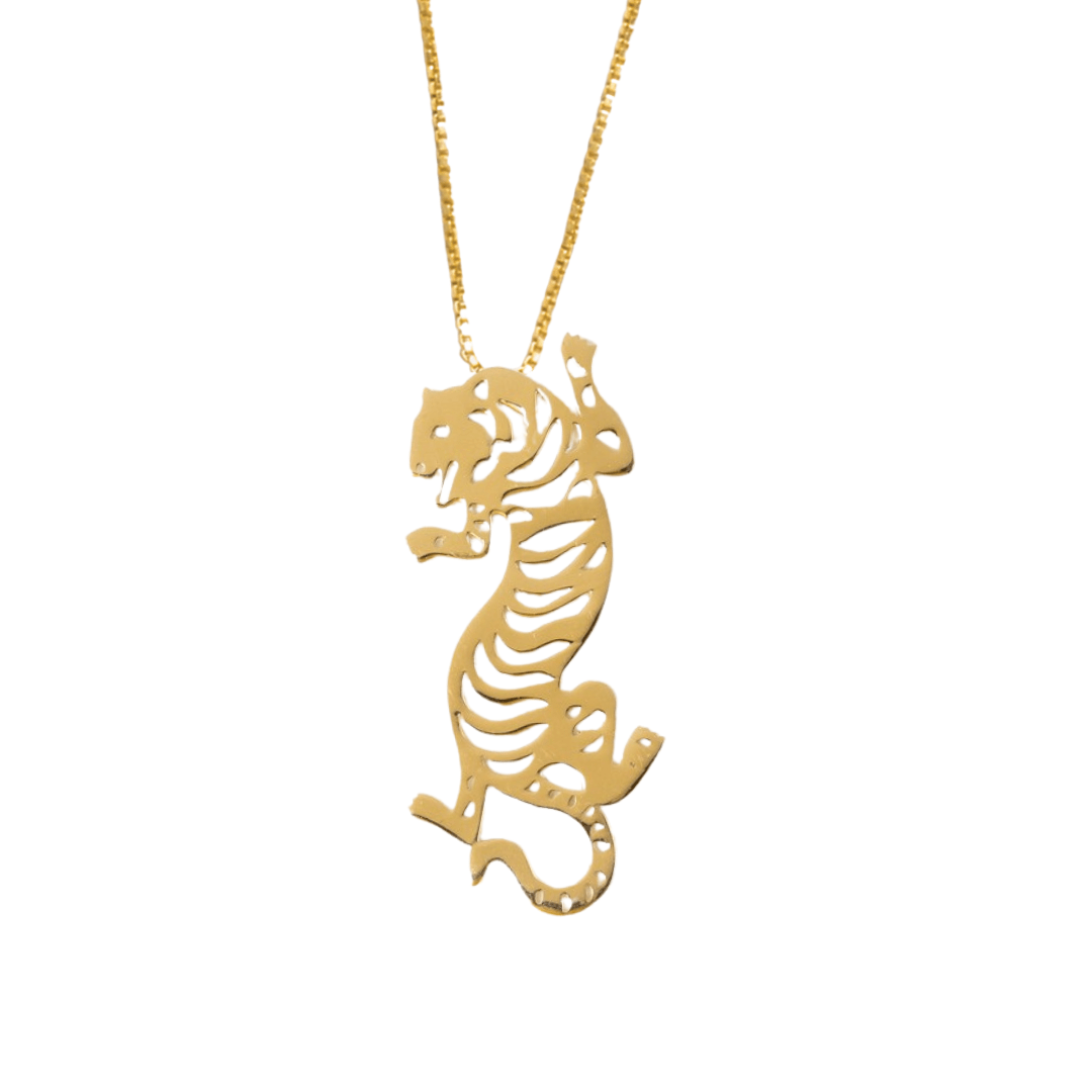 Bianca Tiger Statement Necklace Brass