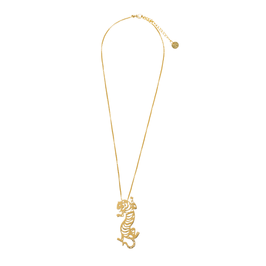Bianca Tiger Statement Necklace Brass