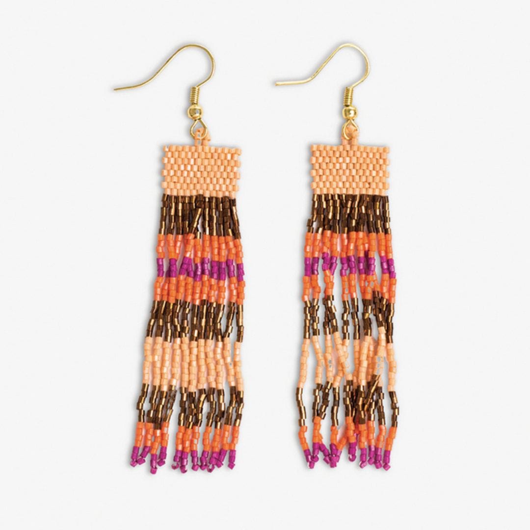 Billie Mixed Horizontal Stripes Beaded Fringe Earrings Jaipur