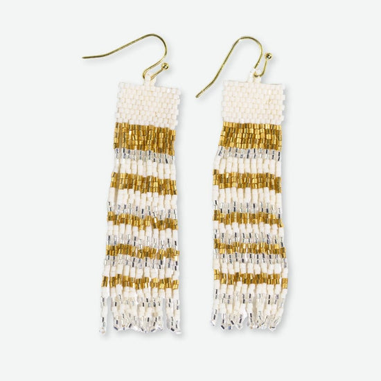 Billie Mixed Horizontal Stripes Beaded Fringe Earrings St. Moritz Earrings