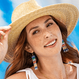 Billie Mixed Horizontal Stripes Beaded Fringe Earrings St. Tropez Fringe