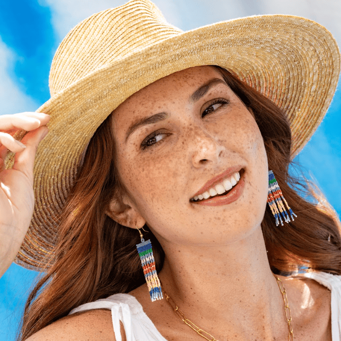 Billie Mixed Horizontal Stripes Beaded Fringe Earrings St. Tropez Fringe