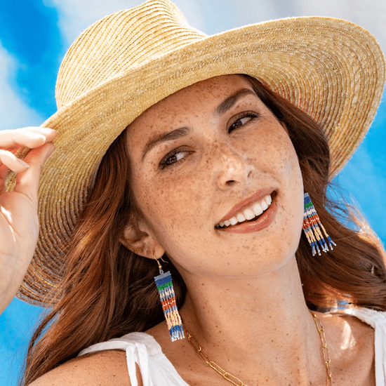 Billie Mixed Horizontal Stripes Beaded Fringe Earrings St. Tropez Fringe