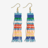 Billie Mixed Horizontal Stripes Beaded Fringe Earrings St. Tropez