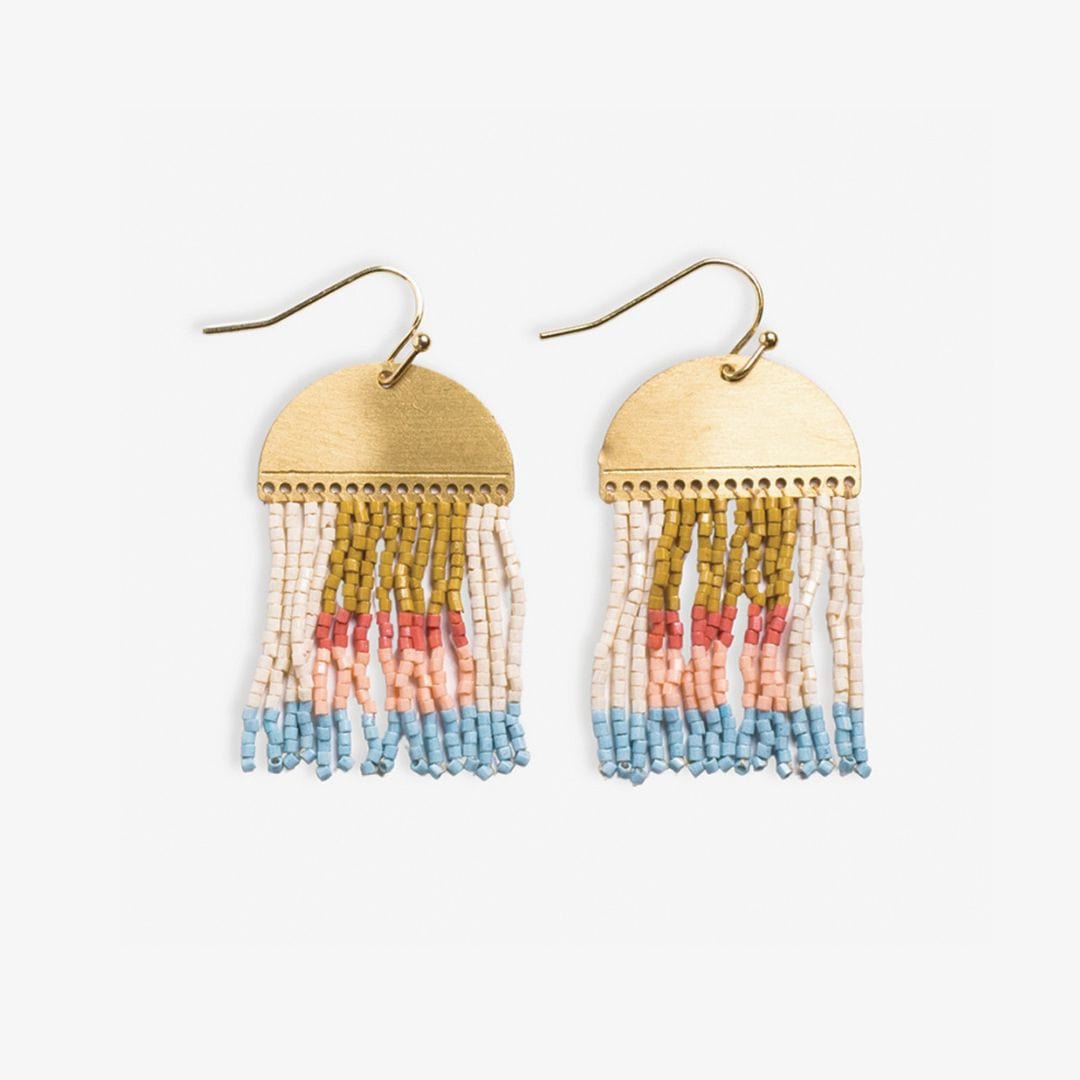 Birdie Abstract Beaded Fringe Earrings Amalfi