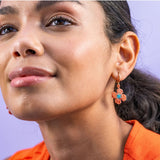 Blossom Four Petal Flower Drop Earrings Coral