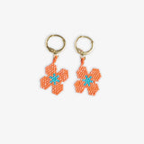 Blossom Four Petal Flower Drop Earrings Coral