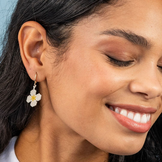 Blossom Four Petal Flower Drop Earrings Ivory