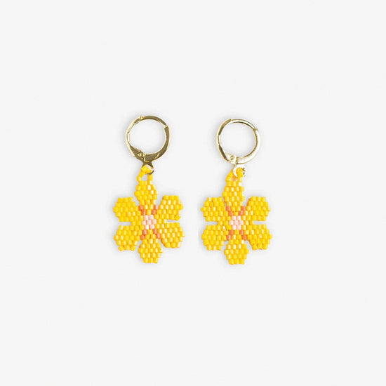 Blossom Six Petal Flower Drop Earrings Lemon