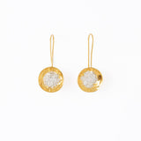 Bobbi Hammered Disc With Clusters Earrings 18k Gold + Silver Threader