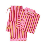 Bonnie Pajama Set Camel + Pink Stripes with Dot Trim Pajamas