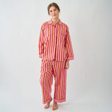 Bonnie Pajama Set Camel + Pink Stripes with Dot Trim Size Small Pajamas