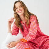 Bonnie Pajama Set Hot Pink + Orange Stripes with Dot Trim Size Small Pajamas