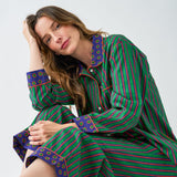 Bonnie Pajama Set Navy + Green Stripes with Dot Trim Size Small Pajamas