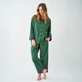 Bonnie Pajama Set Navy + Green Stripes with Dot Trim Size Small Pajamas