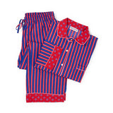 Bonnie Pajama Set Navy + Red Stripes with Dot Trim Pajamas