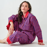 Bonnie Pajama Set Navy + Red Stripes with Dot Trim Size Small Pajamas