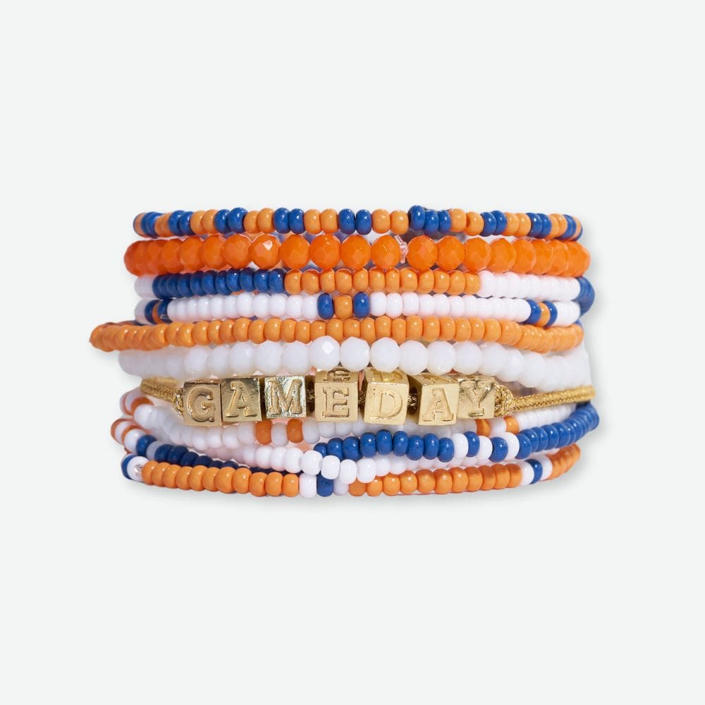 Bracelet Stack Game Day Blue + Orange + White Bracelet