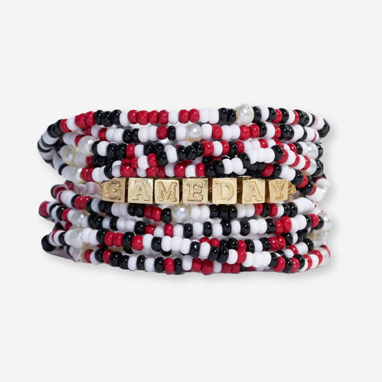 Bracelet Stack Game Day Bright Red + White + Black Bracelet