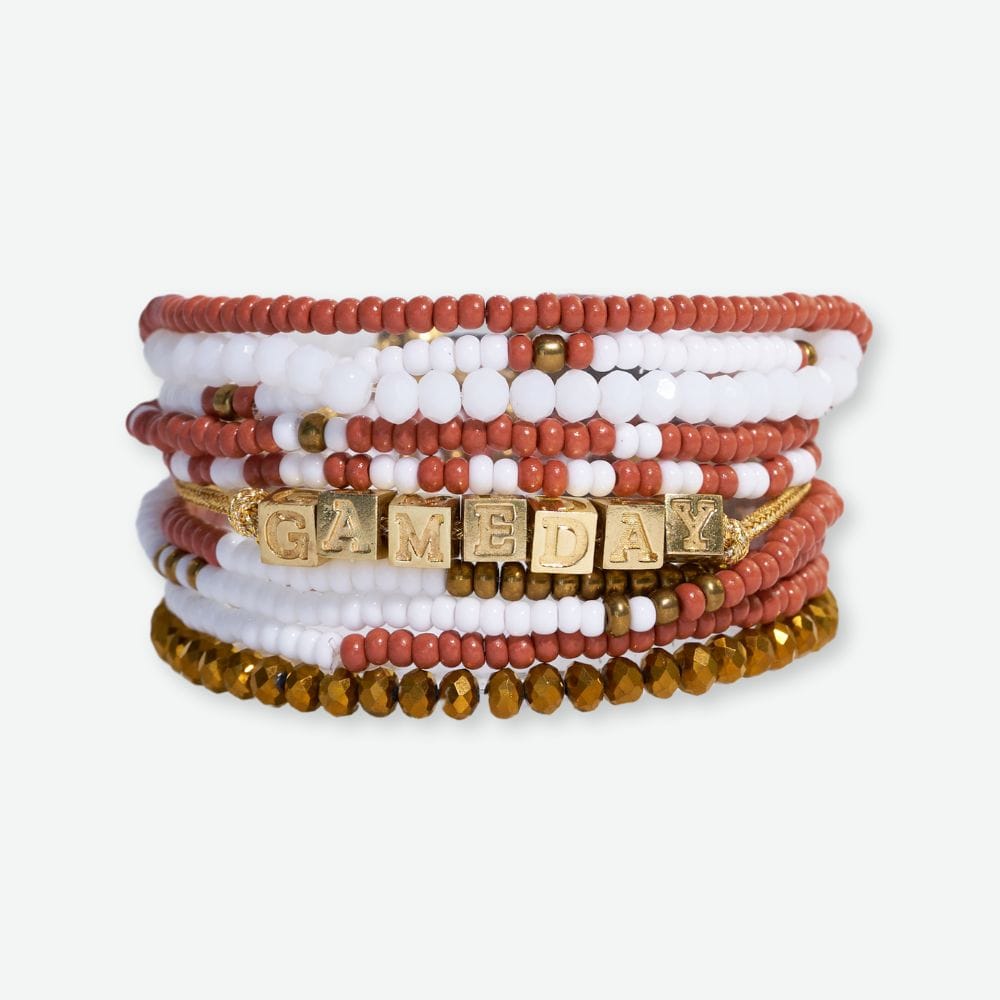 Bracelet Stack Game Day Burnt Orange + White Bracelet