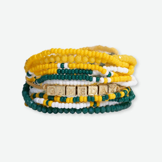 Bracelet Stack Game Day Green + Yellow + White Bracelet