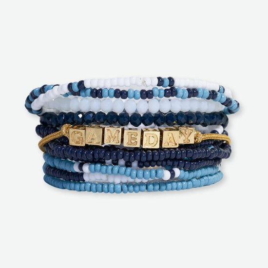 Bracelet Stack Game Day Light Blue + White + Navy Bracelet