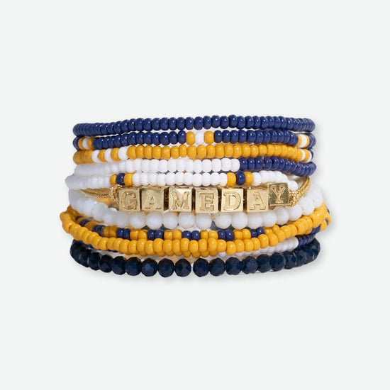 Bracelet Stack Game Day Navy + Yellow + White Bracelet