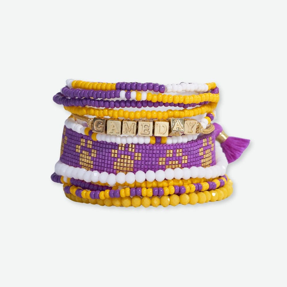 Bracelet Stack Game Day Purple + Gold Bracelet