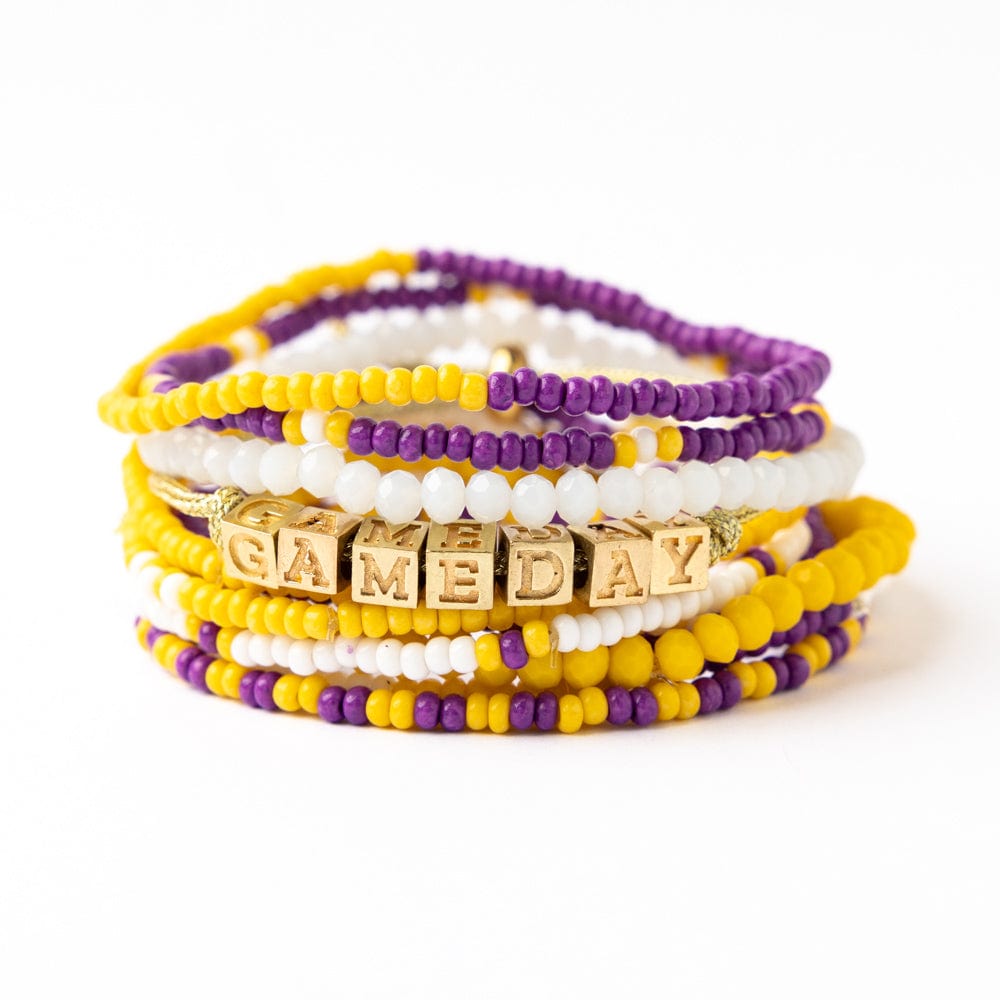 Game Day Stackable Rings Bracelet Stack Game Day Purple + Gold – INK+ALLOY LLC