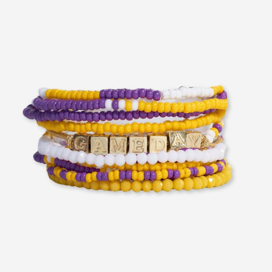 Bracelet Stack Game Day Purple + Gold Bracelet