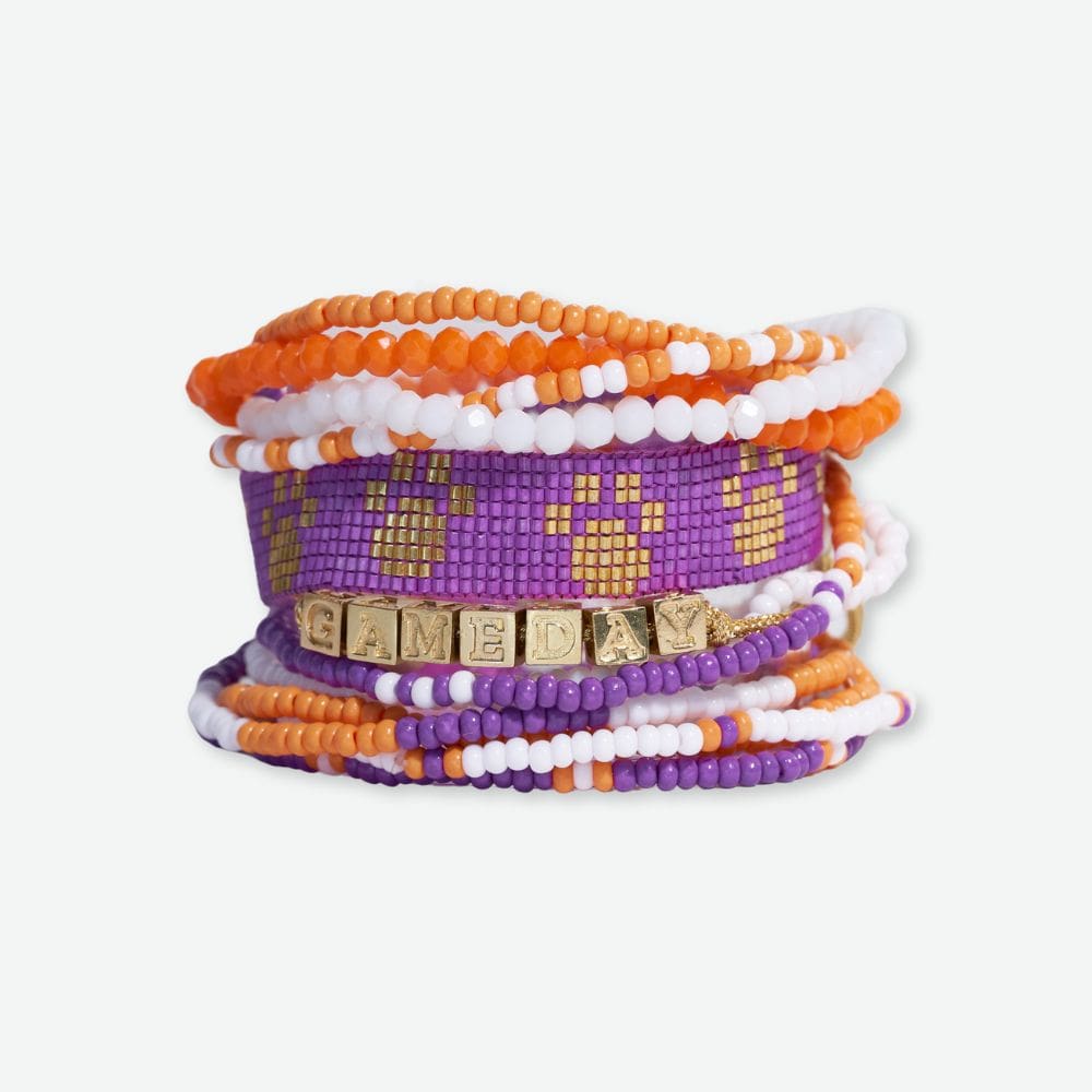 Bracelet Stack Game Day Purple + Orange Bracelet