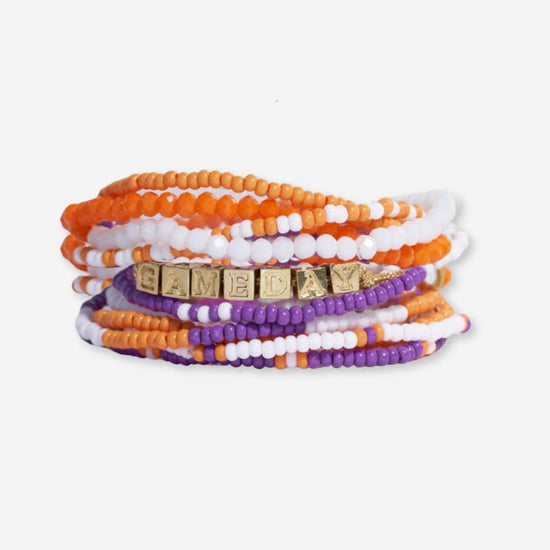 Bracelet Stack Game Day Purple + Orange Bracelet