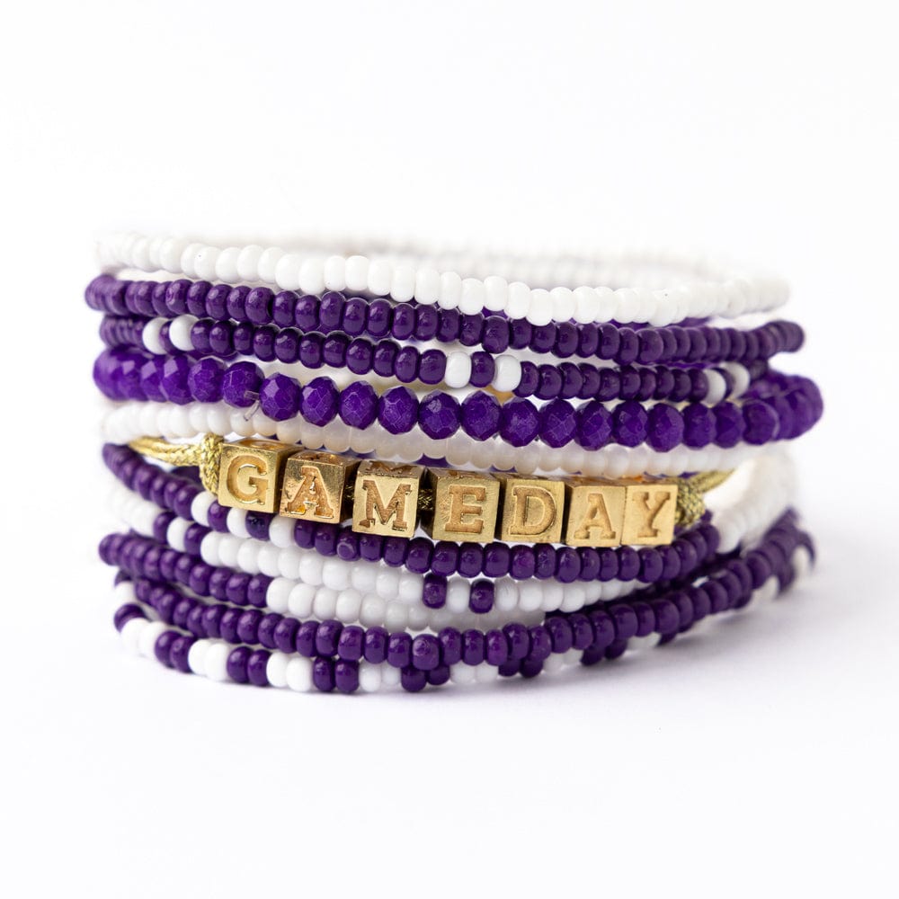 Bracelet Stack Game Day Purple + White Stack